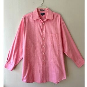 Paul Fredrick Sz 17 - 33 Pink Glen Plaid Dress Shirt Chest Pocket Stretch